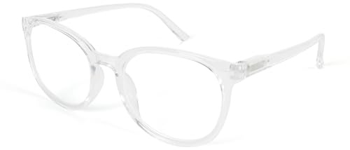 MMOWW Runder Rahmen Lesebrille Damen Herren Blaulichtfilter Brille | Federscharnier, Computerbrille, Entspiegelt, Transparent,+1.5