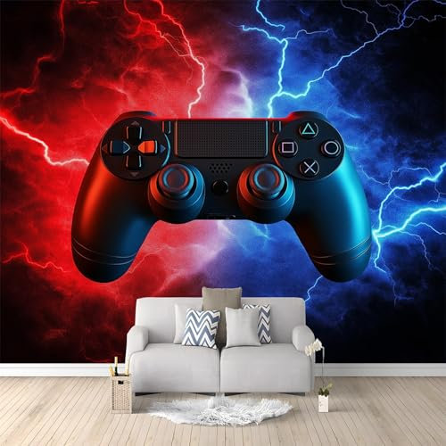 Fototapete Rote Rote Und Blaue Spielekonsole 250x175 cm 3D Vliestapete Wandbild, Mustertapete Moderne Wandtapete, Wohnzimmer Schlafzimmer Kinderzimmer Büro Flur Wanddeko