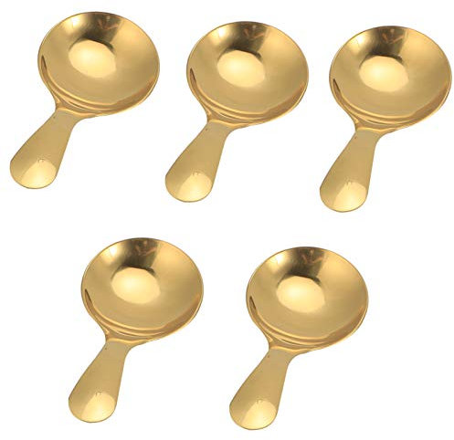 5pcs Short Spoon, 5pcs 304 Stainless Steel Cutlery Ice Cream Stainless Steel Ice Cream Scoop Tea Scoops Spoon Tea Children S Dessert Kitchen Utensils Gold (Gold)