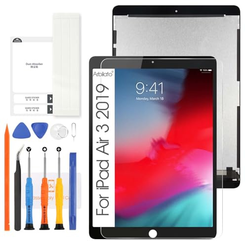 Arbilato Pantalla de repuesto para iPad Air 3 2019, pantalla LCD A2153, A2123, A2152, panel de vidrio digitalizador táctil, montaje completo con herramientas de reparación para iPad Air 3ª generación