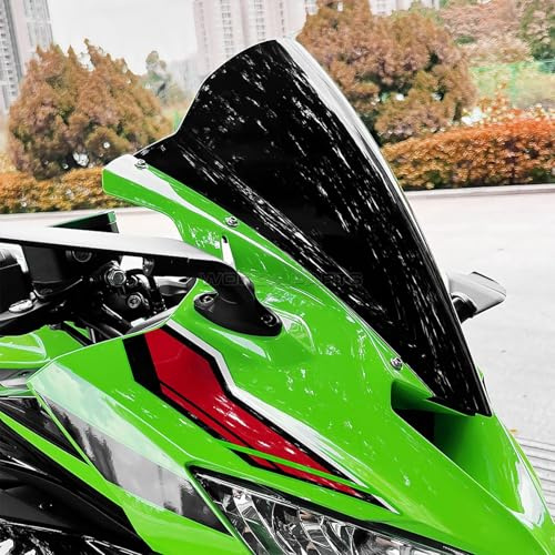 SHINKXMT Motorcycle Flyscreen ZX4R Windshield Windscreen Wind Deflector Viser Visor Cover for KA&WA&SA&KI ZX-4R/ZX-4RR ZX 4R/ZX4RR ZX25R Spare Parts Accessories 2023 2024 2025 (Black Smoke)