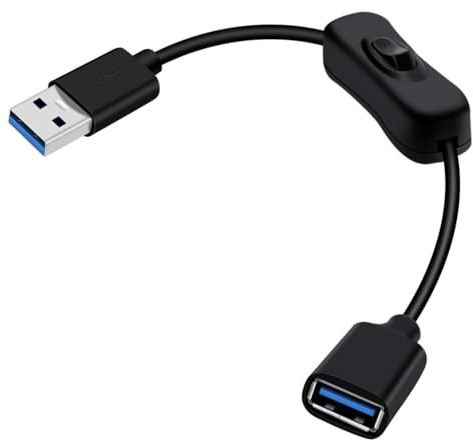 YINGAYOU USB Kabel mit Schalter USB 3.0 Verlängerungskabel mit Schalter Unterstützt 5 Gbit/s Datenübertragung und Ladefunktion, für Laptops, PC (Schwarz, 0.3 m)