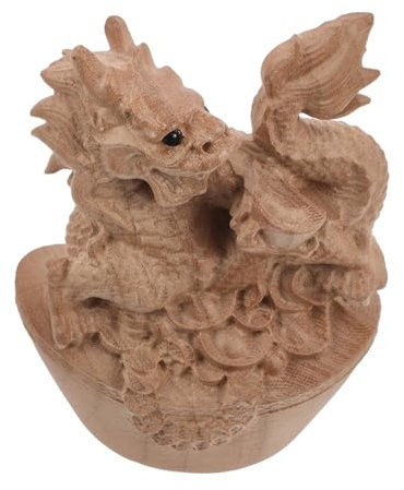 NUOBESTY Mini-holzdrachenfigur Für Tischdekoration Mini-Vintage-drachenstatue Hölzerne Tierskulptur Als Schreibtischdekoration Drachenfiguren-dekor Aus Strapazierfähigem Holz