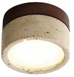 RXPVUXE Lampada da soffitto giapponese in stile Wabi-sabi da 3,9 pollici, plafoniera in marmo di pietra naturale, mini travertino giallo a LED da 7 W Vintage vicino alle plafoniere per camera da letto