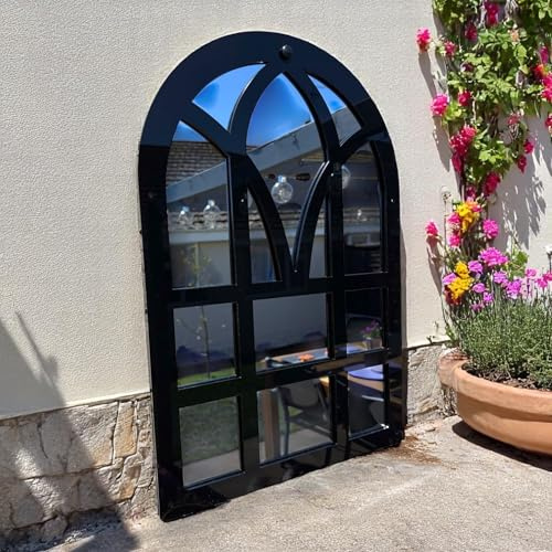 Super Cool Creations Victorian Arch Window Mirror, Black Frame, 58cm x 25cm | Victorian arch design, black frame, 58cm x 25cm, indoor/outdoor
