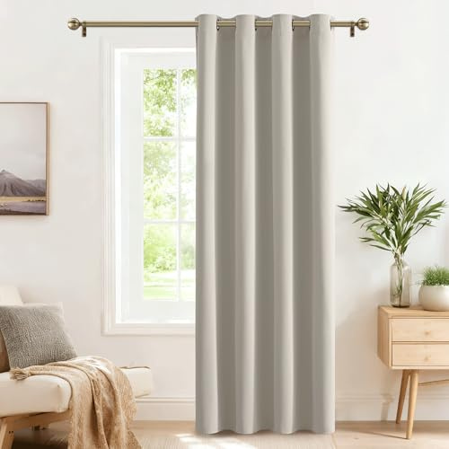 Pony Dance Mörkläggningsgardiner vardagsrum termisk gardin värmeskydd 1 st H 240 x B 140 cm ogenomskinliga gardiner sovrum ljussäkra gardiner med öljetter, natur