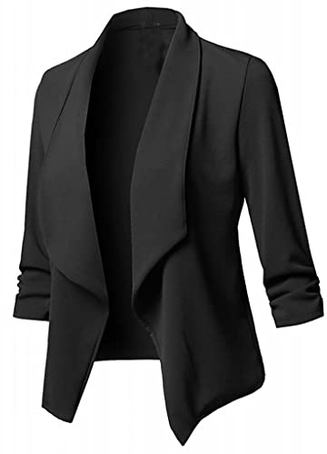 Blazer Femme Court Taillé Blazer Femme Sportif Élégant : Veste Ouverte à l'avant Coupe Mince Blazer Costume Petit Blazer Court pour Smoking Soirée Robes de Soirée Revers Costume Business Bureau Blazer