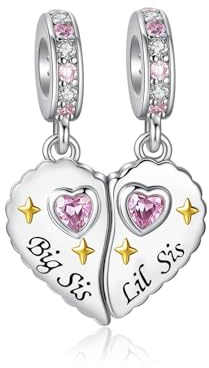 Alstiva Familie Freundschaft Liebe 925 Sterling Silber 5A Zirkonia Charm Anhänger für Armband Charm Bead Pendant für Europäische Armbänder Halsketten Schmuck Geschenk für Damen Frauen