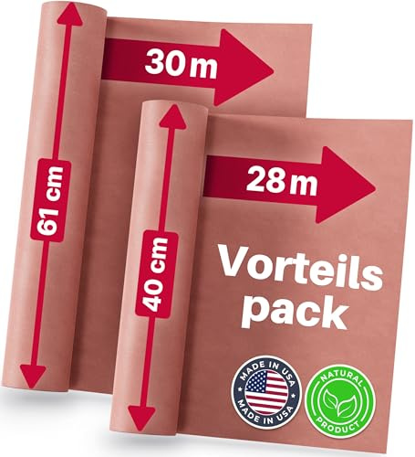 HOLY SMOKE® USA Butcher Paper 60 cm x 30 m / 44 cm x 28 m Vorteilspack 2 Rollen - Metzgerpapier zum Grillen für saftiges Fleisch durch Low & Slow BBQ - Made in USA
