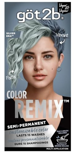 Got2b Color Remix, Customizable Semi-Permanent Hair Color, 100 Silver Era