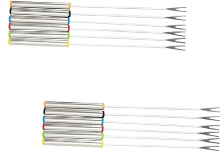 MOTHNUR 12Pcs Stainless Steel Chocolate Dipping Forks with Long Handles for Fondue and Fruit Kitchen Cutlery for Cheese Cake Candy and Nuts Portable Household Dessert Picks Random Color