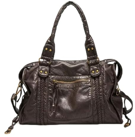 LLIDDAMES Vintage City Bag Damen PU Leder Handtasche Groß Shopper Tasche Hobo Bag Schultertasche Arbeitstasche Uni Leder-Tragetasche Für Damen, Für Arbeit Schule Reisen(Coffee,37 * 12 * 28cm)