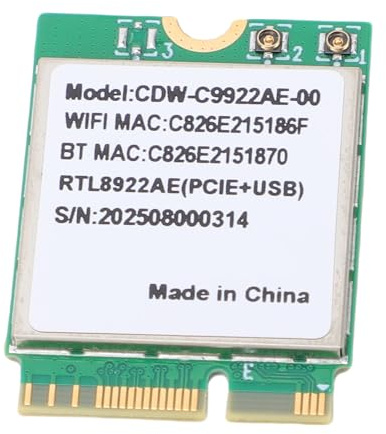 Cuifati Carte WiFi 7 pour Ordinateur de Bureau Wins 10 11, Prend en Charge la Carte Réseau sans Fil Tri-Bande 6 GHz, 5 GHz et 2,4 GHz, BT 5.4, Interface NGFF M.2, Double Antenne