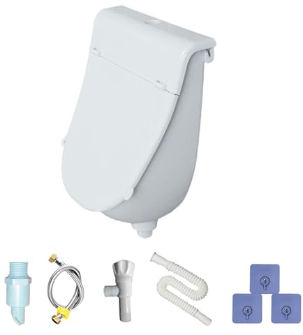 Urinoir Mural – Anti-débordement, Système De Chasse D'eau, Accessoire Salle Bain Peu Encombrant Avec Couvercle Protection Et Performances Fiables | Solution Toilettes Pour Les Zones Extérieur