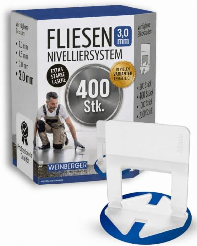 Fliesen Nivelliersystem I Verlegehilfe für Fliesen I 400 Stück I Laschen für Fugenbreiten von 1,0-3,0 mm I Zuglaschen für gleichmäßige Fugen I Passend für gängige Keile & Zangen I 3,0 mm