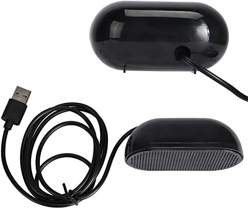 Yctze Mini Haut-Parleur Portable USB à Double Corne, Boîte de Son avec Décodeur de Carte Son, Idéal pour Ordinateur Portable, PC, Jeux sur Ordinateur, Films et Musique, Noir et Blanc (Black)