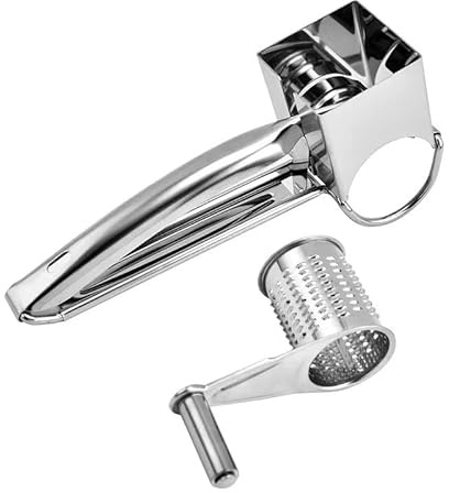 WDKEXLLFAmily Manual Rotary Cheese Grater, 304 Stainless Steel Rotary Cheese Grater, Hand-Crank Cheese Shredder for Parmesan, Cheddar, Chocolate, Nuts, Vegetables, Manual Cheese Grinder