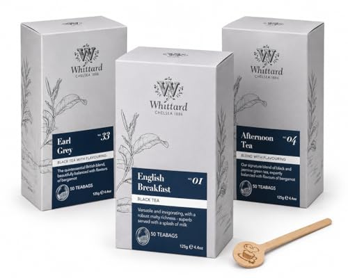 British Tea Selection Set – English Breakfast, Earl Grey & Afternoon Tea (150 Teabags) + Wooden Stirrer – Everyday Tea Bundle By ECLECTUS