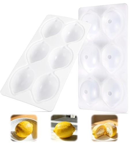 Goktvai Lemon Silicone Mold Mould, 6-Cavity 3D Fruit Shape Tray for Chocolate Candy Gummy Ice Cream Pudding Jelly & Mousse Cake Baking DIY Dessert Making Mold Kitchen Baking Supplies