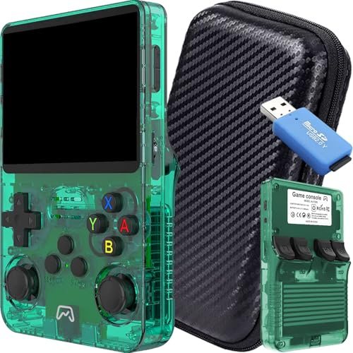 SVP Game R36S - Consola Retro Portátil con Estuche y Lector TF-USB, Original 2026, Compatible con 40.000 Juegos, Panel IPS 3.5”, Linux, x2 Ranuras TF, Bat. 3500 mAh (Verde, 128, GB, Pack Ultra)