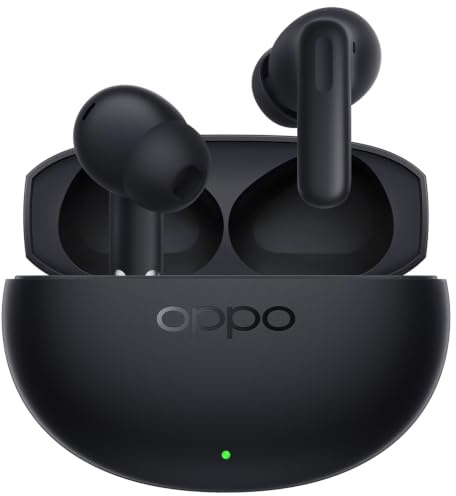 OPPO Enco Air5 auricolari wireless, Bluetooth 6.1 in-ear stereo, cancellazione rumore 52dB adattiva, driver bassi 12mm, tre microfoni chiamate IA, autonomia 54h, IP55, Midnight Black
