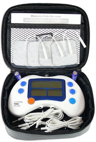 Andon AD-2025 2-Kanal Reizstromgerät zur Schmerztherapie und Muskelaufbau, 2-Kanal Muskeltraining + Schmerzbehandlung + Medizinprodukt inkl. 4 Elektroden