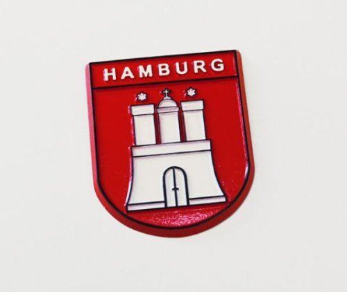 Relief-Magnet Hamburg-Wappen aus Gummi, ca. 5.7X 4.7 cm