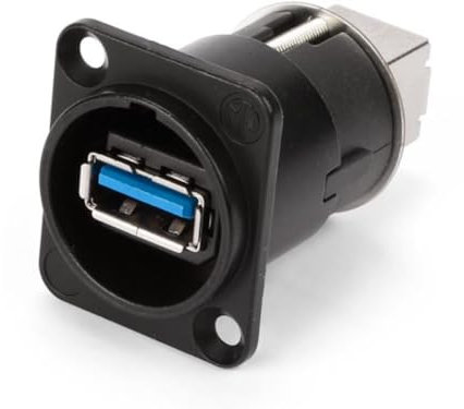 Neutrik Adaptateur USB 3.0 réversible avec connecteurs Type A et B, boîtier Noir en D pour Montage sur Panneau dans installations Audio, Racks informatiques et connexions Professionnelles