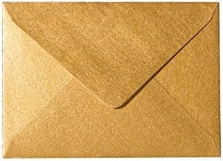 25 Briefumschläge B6 DIN (12,5 x 17,6 cm) Gold Metallic, Verschluss-Technik: Feuchtklebend mit Dreieck Lasche (Gold) ! Grammatur: 120 g/m²