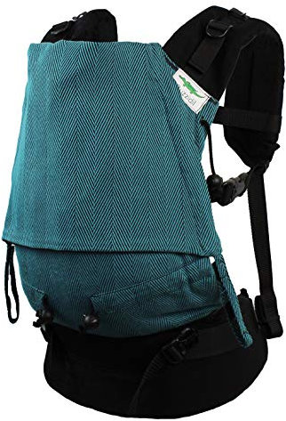 Babytrage Neugeborene ab Geburt | Buzzidil Fullbuckle mit Schließen ohne Binden | Bio Stoffe | sicher & geborgen | ab Geburt bis Kleinkindalter | BABYSIZE Anthon's Ocean