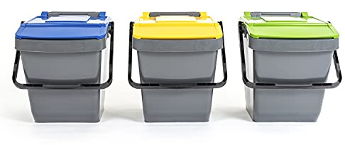MATTIUSSI Trío de contenedores apilables para residuos Easy Twin 30 l
