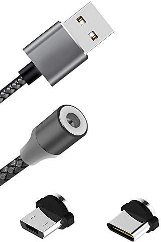 K-S-Trade Cavo di Ricarica Magnetico di Alta qualità Cavo di Sincronizzazione Cavo Dati Compatibile con Samsung Galaxy A30s con Connettore USB Tipo C E Connettore Micro USB 2A Fino A 480mbps