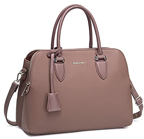 David Jones - Damen Handtasche Henkeltasche - Frau PU Leder Schultertasche - Elegante Tote Shopper Tasche - Umhängetasche Viele Fächer Zip Multi Taschen - Alltags Mode Arbeit Stadt City - Altrosa