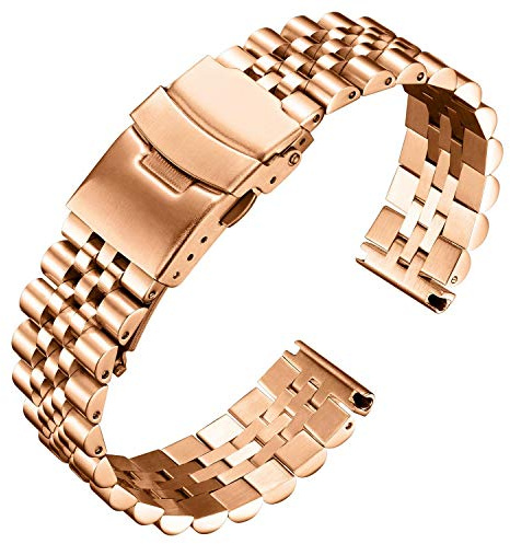 BINLUN Stainless Steel Watch Strap Replacement Metal Watch Bracelet 18mm 20mm 22mm 24mm 26mm Smart Watch Band for Men Women in Silver, Gold, Black, Rose Gold, Two Toned