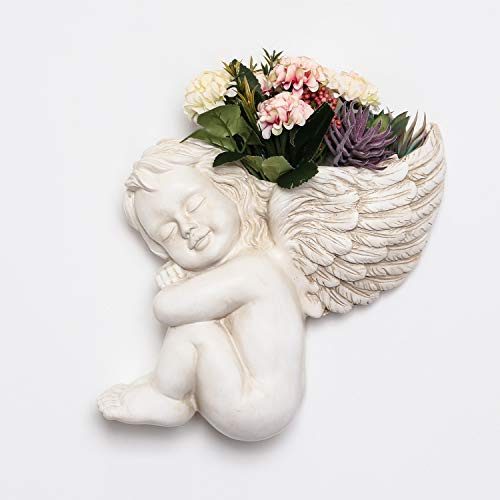 simpdecor Pot de Fleurs Plat Mural 20cm Haute tête d'ange Support Mural Vase en résine poupées lavabo de Table intérieur extérieur décoratif Pot de Fleurs