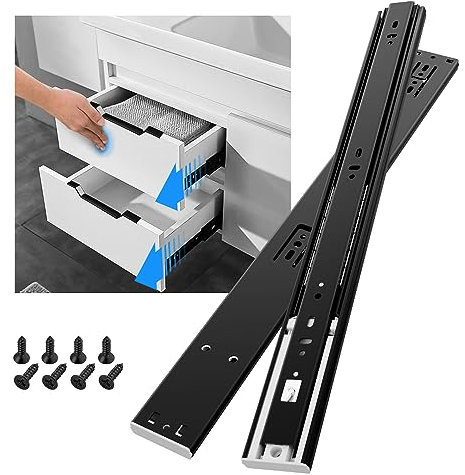 SHUHANG Schubladenschienen drücken zum öffnen Push to Open 45 kg Tragfähigkeit mit Kugelgelagerten Schubladenschiene Vollauszug 350 400 450 500 550 600 mm, Seitenmontage 1 Paar