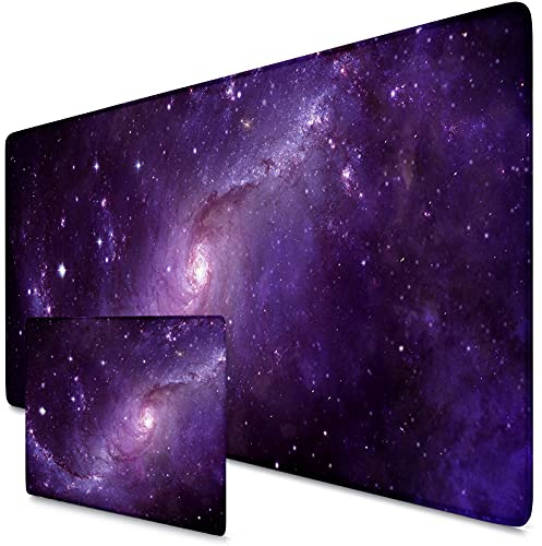 Beydodo XXL Mauspad, 900X400X3MM Mousepad Verbessert Gaming und Office Präzision und Geschwindigkeit - Abwaschbar für Computer, Tastatur–Lila Planetennebel