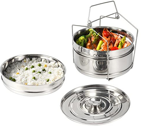 Pentole Impilabili con Inserto per La Cottura a Vapore, Manico per Pentole a Pressione, Inserto per Cottura a Vapore con Imbracatura per Instant Pot Accessori 3 Quart