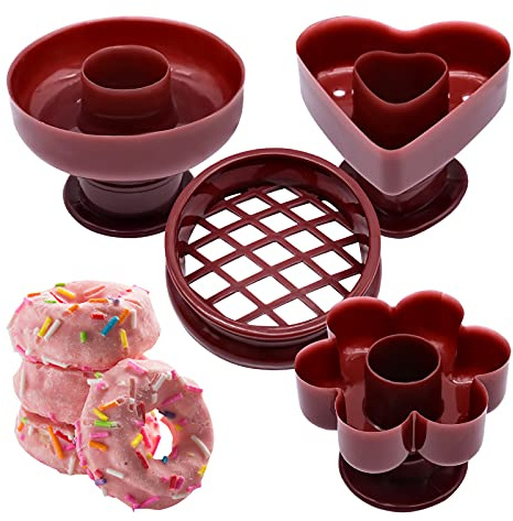 4 Pack Donut Maker Cutter, Creative Reusable Non-stick Doughnut Molds, Fondant Cake Bread Dessert Bakery Mould, Biscuit Stamp Mould, Home Kitchen DIY Baking Tool