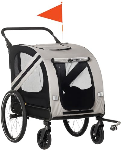 Aosom 2-in-1 Pet Bike Trailer for Medium Dogs Gray