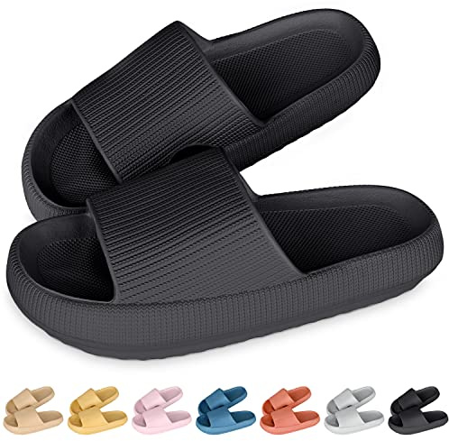 SHAINE Cloud Sliders Women Men Thick Sole Non Slip Indoor House Slippers | Soft Cloud Foam Upper, Thick Cushioned Sole, Non Slip Bottom, Unisex Fit, Indoor Daily House Slides