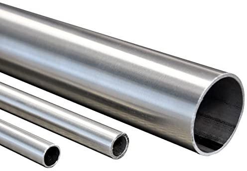 Blech + Profil V2A Edelstahl Rohr 33,7x2mm K240 geschliffen 1.4301 Handlauf 2000mm / 200cm Treppengeländer satiniert Wandhandlauf Treppenhandlauf Innen & Außen DIY Montage Rostfrei Korrosionsbeständig