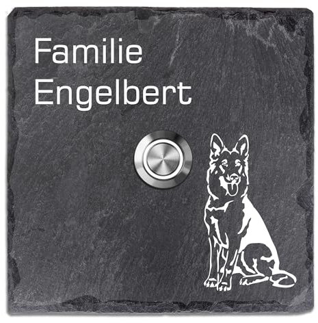Tomtec Türklingel Schiefer Haustürklingel Klingelplatte Schiefer Klingelschild Design Tomtec 100x100mm
