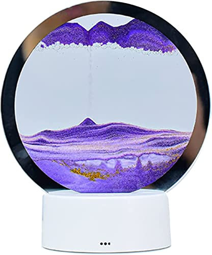 Peinture de Sable Qui Coule, Cadre Sable Mouvant Art Image Dynamique Sable, Images de Sable Rotatives Sablier 3D Paysage, Cadre en Verre Rond pour Décoration Cadeaux de Noël Anniversaire