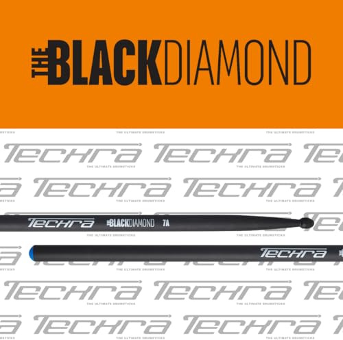 Techra Black Diamond 7A Drumsticks aus Kohlefaser, vibrationsdämpfend, bieten mehr als 10 Mal längere Haltbarkeit im Vergleich zu Holzstöcken.