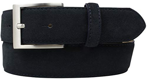BELTINGER Italienischer Veloursleder-Gürtel, 35 mm breit, Herren, Anzuggürtel, Hosengürtel, Wildleder, Schließe Silber