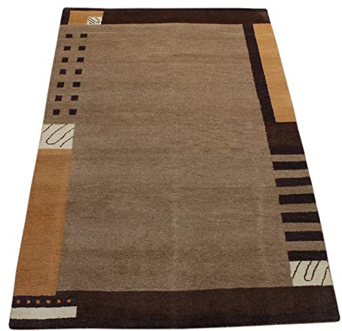 Gabbeh Teppich 100% Wolle Beige Compatible with Braun Handgeknüpft Orientteppich 153X235 cm