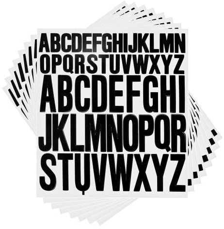 624 Stück Selbstklebende Buchstaben 12 Blätter Schwarz 2,5cm/5cm Vinyl Klebebuchstaben Wetterfest Alphabet Aufkleber Hausnummer für DIY Scrapbook Grußkarte