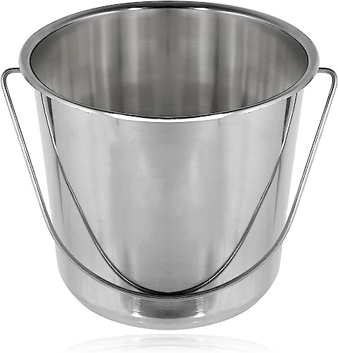 Unibos 12 Litre Stainless Steel Heavy Duty Fire Bucket - Garage Spillage & General Purpose Metal Steel Bucket