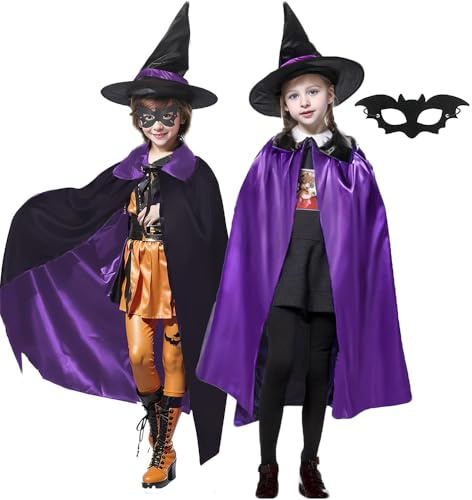 duoleey Deguisement Halloween Fille Garcon, Costume Halloween Enfant, Deguisement Sorciere, Masque de Chauve-souris, para Déguisement Halloween Sorcière